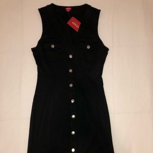 XS Guess Button Down Black Sleeveless Dress